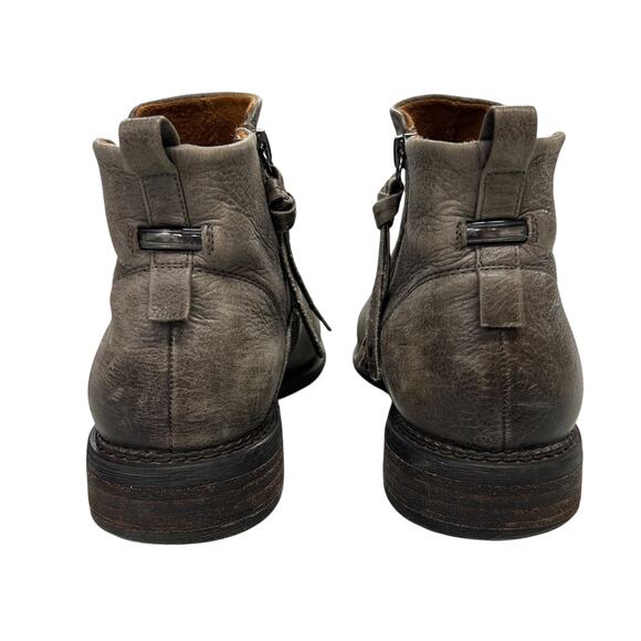 Modern Vintage Gray Leather Ankle Boots‎ Franco Sarto Minimalist Chic Size 8.5 - Picture 4 of 7